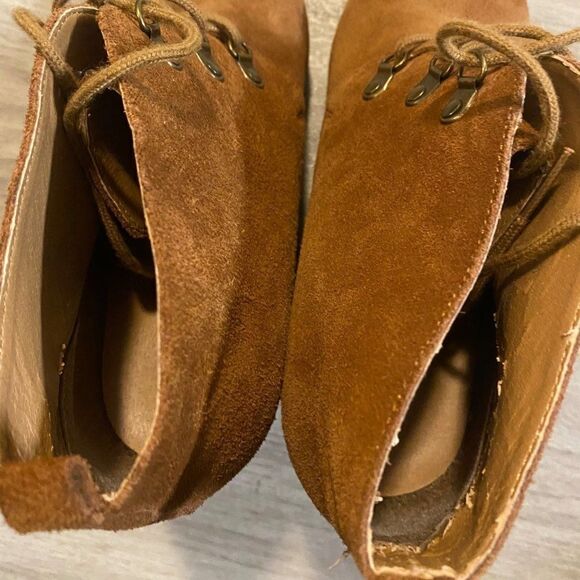 Steve Madden Tanngoo chestnut brown suede high wedge laced up shoe size 9 - Picture 8 of 9